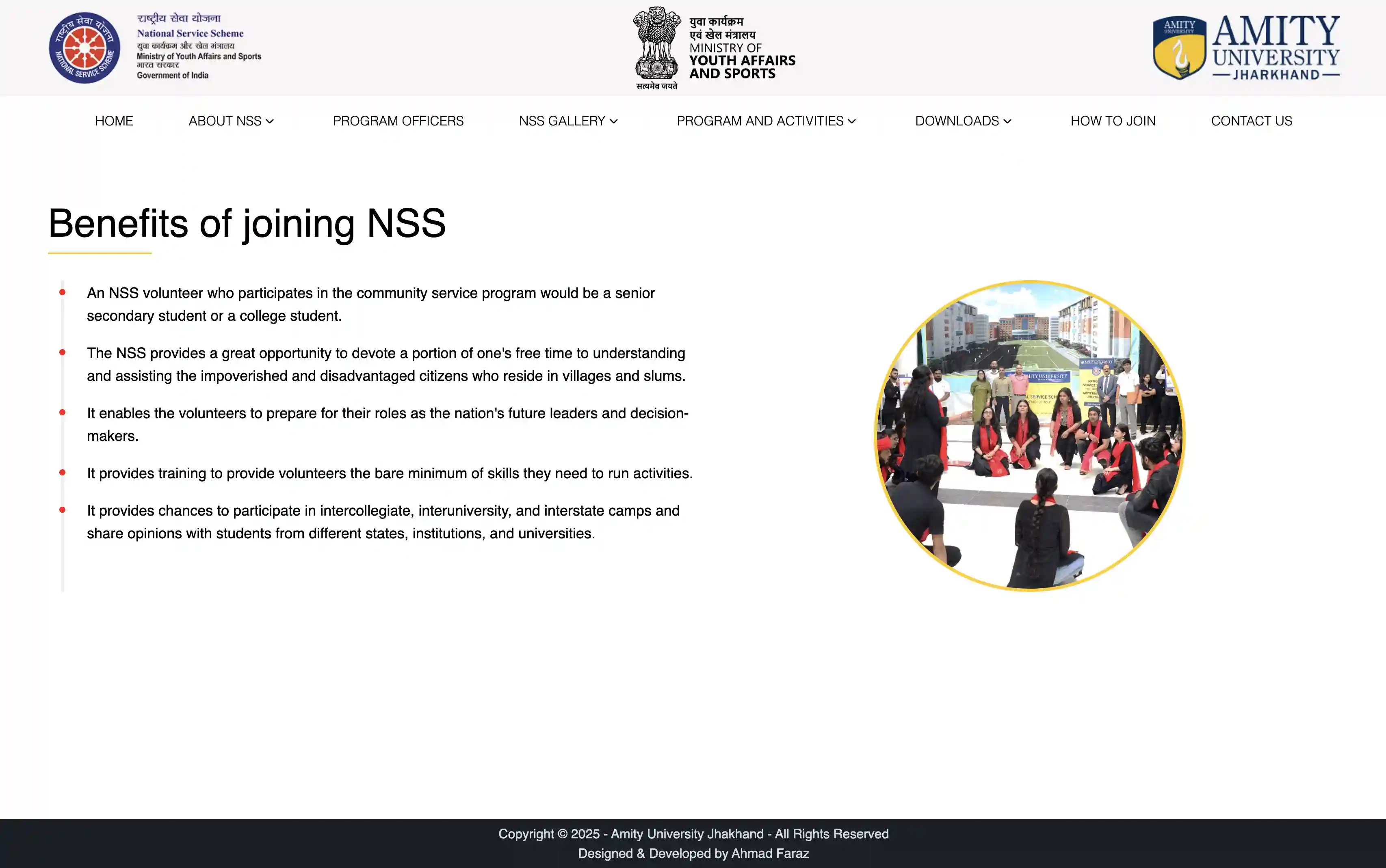 Screenshot of AUJ NSS Website