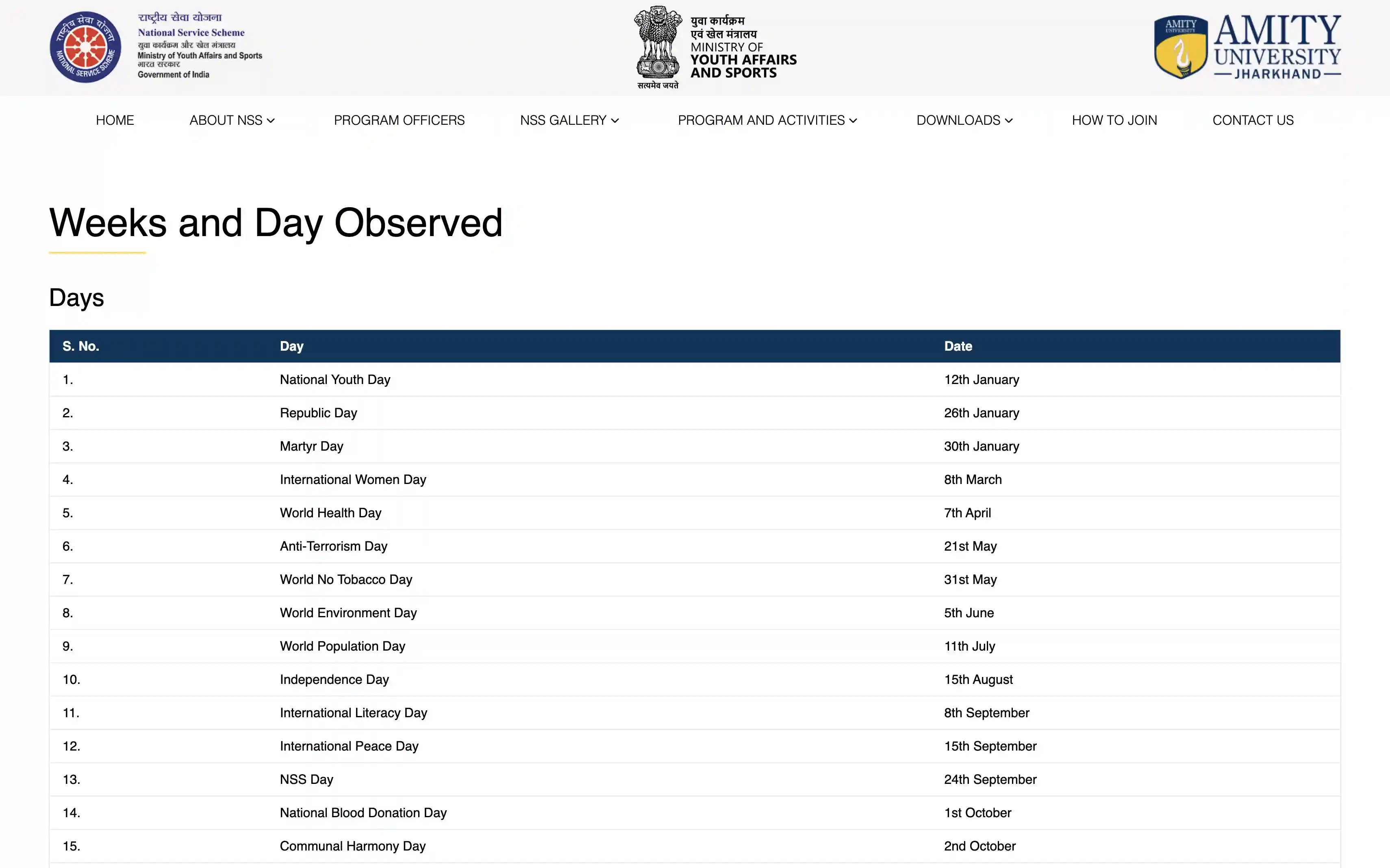 Screenshot of AUJ NSS Website