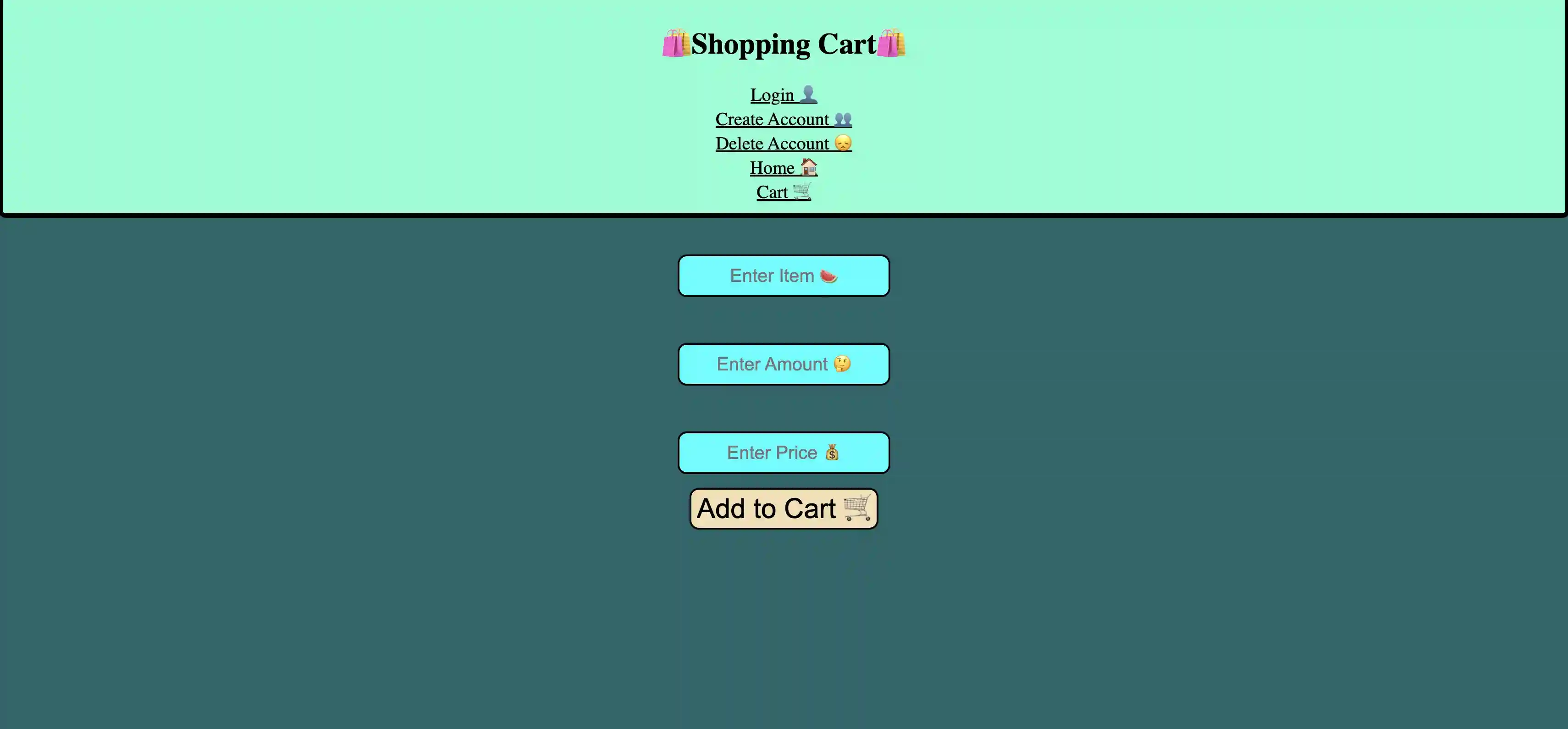 Screenshot of Shopping Cart