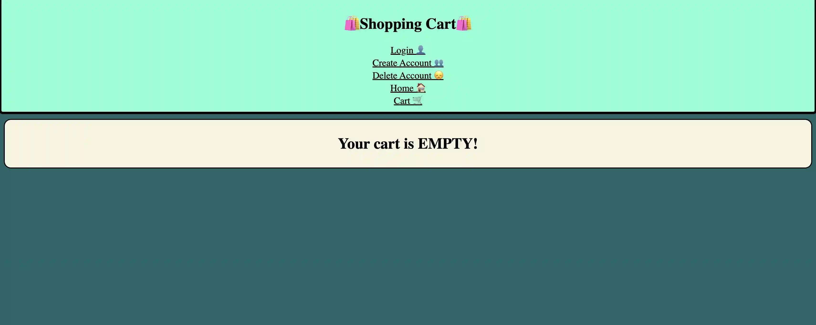 Screenshot of Shopping Cart