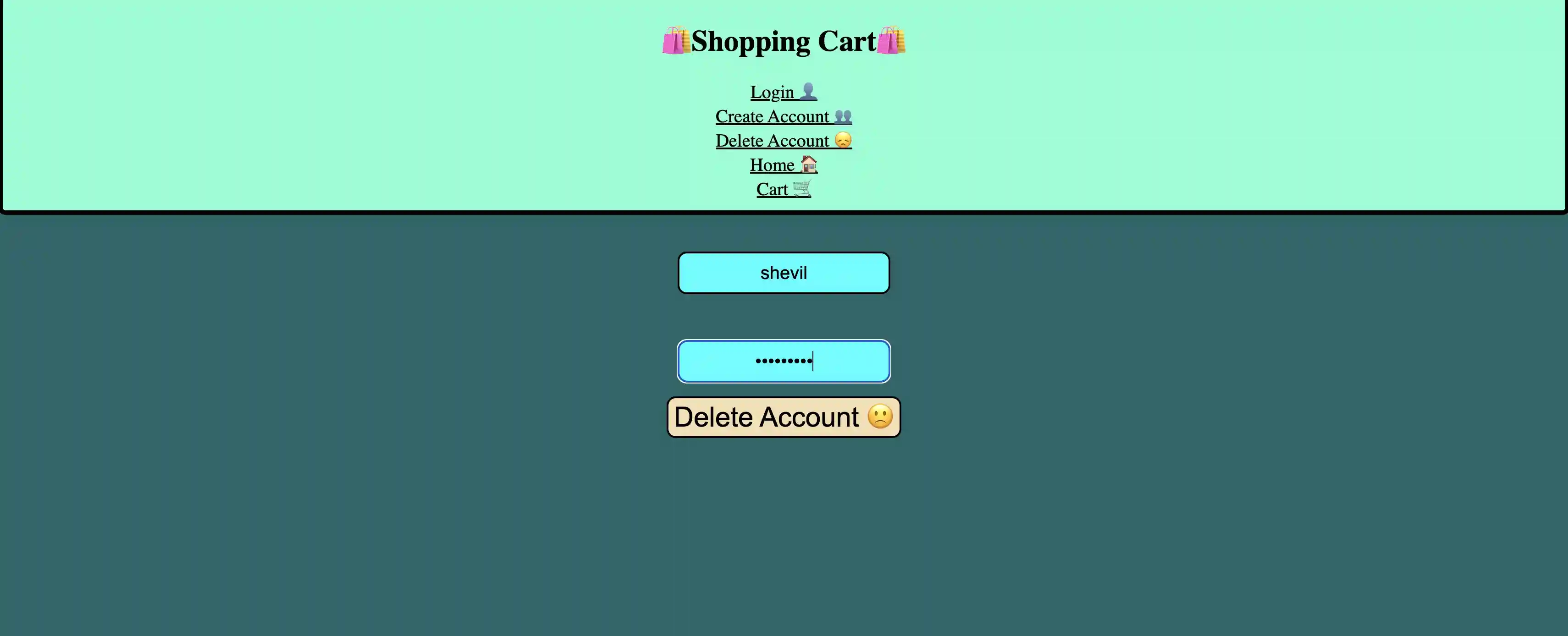 Screenshot of Shopping Cart