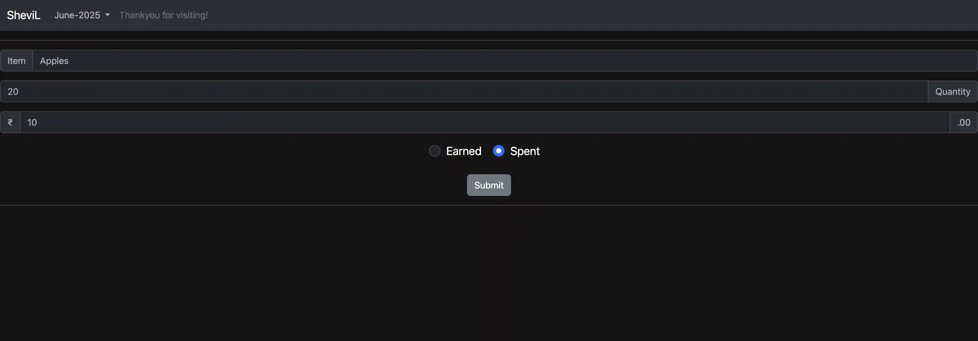 Screenshot of Expenses Tracker