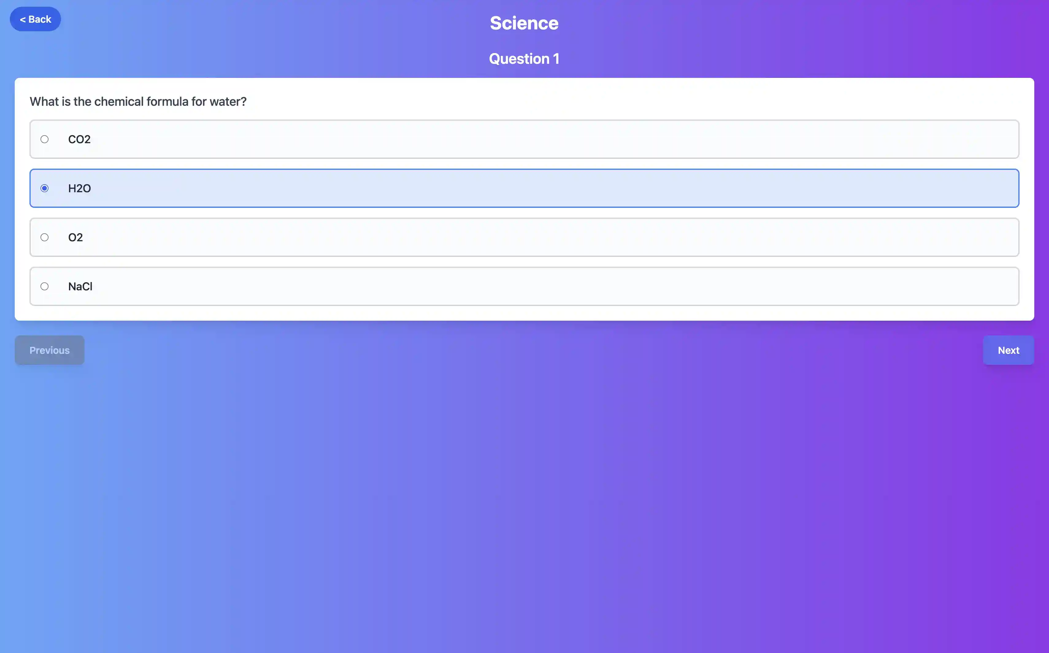 Screenshot of Quizinx